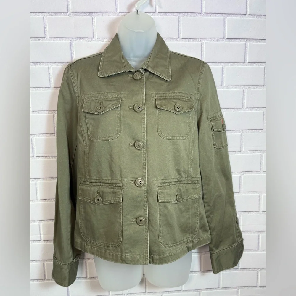 J. Crew Olive Green Utility Jacket Size Small 100% Cotton - Picture 2 of 12